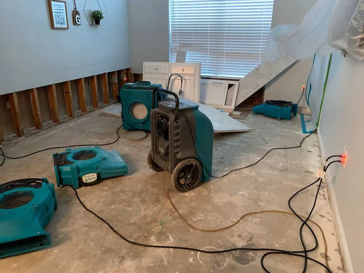 Dehumidifier in flood-cut room for Water Damage Restoration in Rio Vista